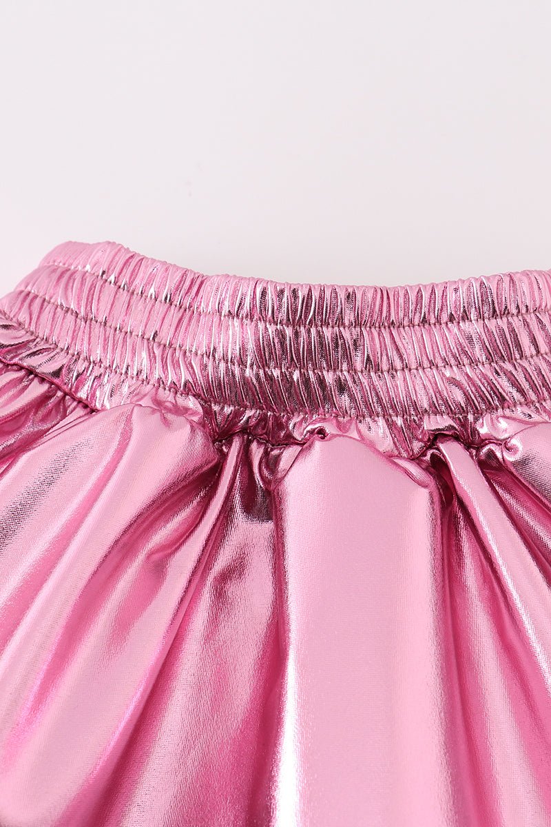 Shiny Star Metallic Pink Skirt for Girls ✨🎀 - Blue Marc