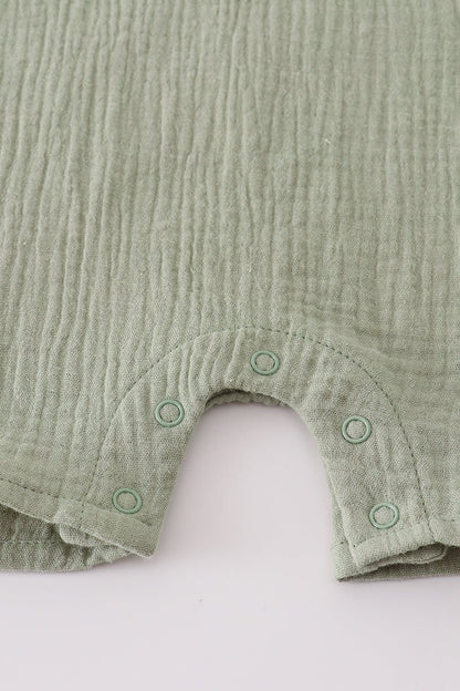Soft Olive Green Baby Boy Short Sleeve Romper - Blue Marc