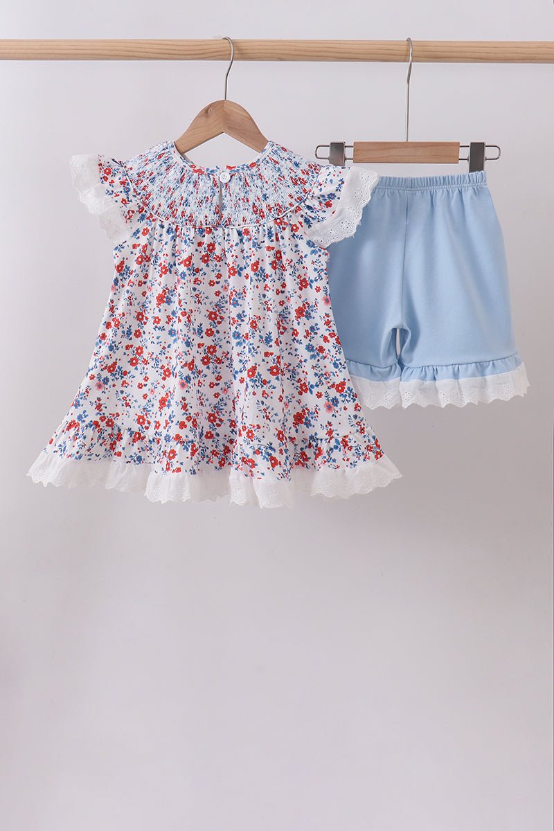 Sweet Meadow Floral Dress & Blue Bloomers Set - Blue Marc