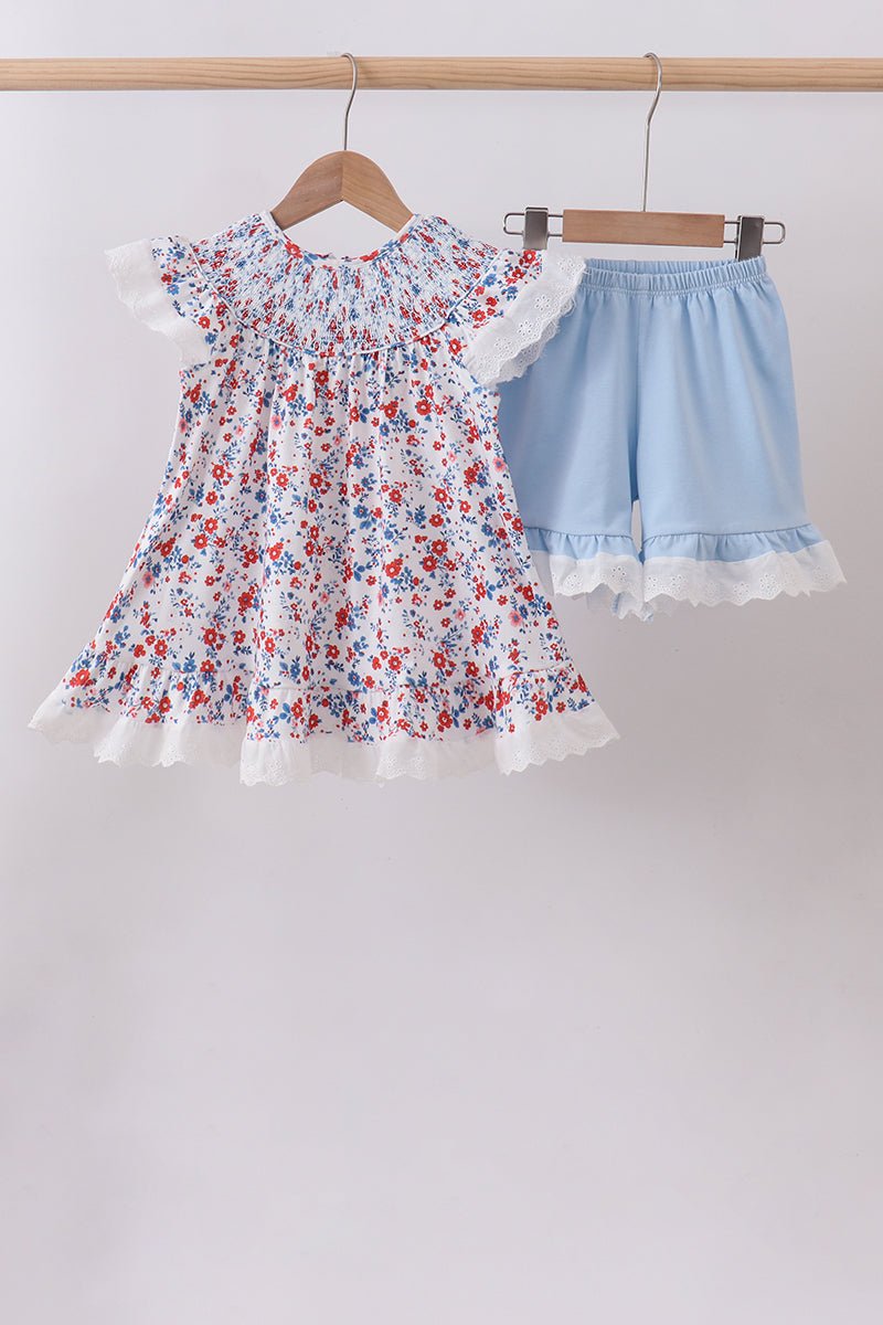Sweet Meadow Floral Dress & Blue Bloomers Set - Blue Marc