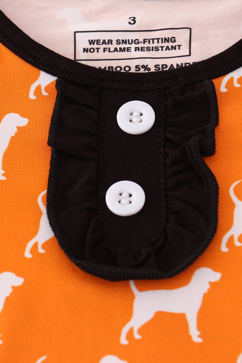 Tennessee Spirit Girls Pajama Set – Orange with Black Ruffle Trim - Blue Marc