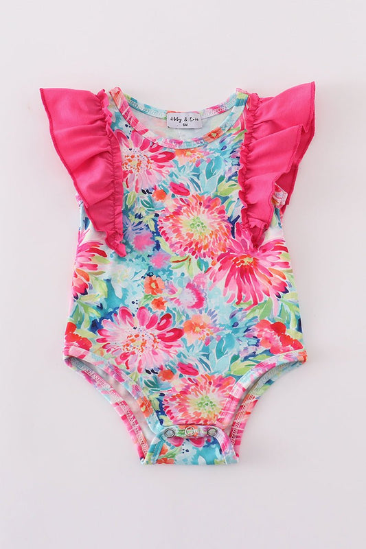 Tropical Bloom Ruffle Bodysuit 🌺✨ - Blue Marc