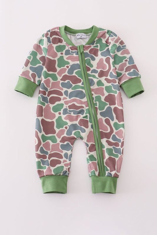 Unisex Baby Romper – Cozy Camo Zip Jumpsuit | Blue Marc - Blue Marc
