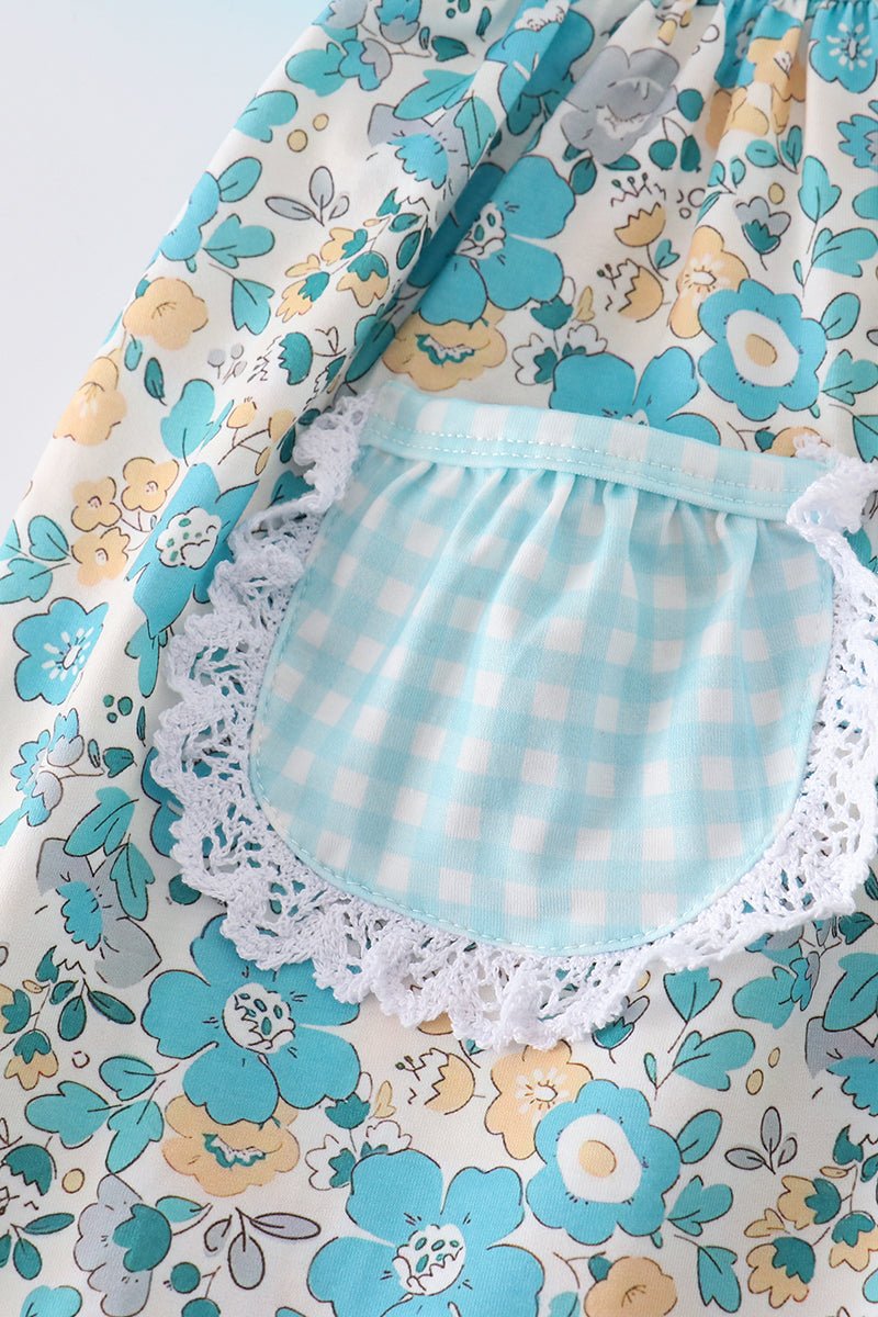 Vintage Charm: Aqua Dress for Girls 💙🌿 - Blue Marc