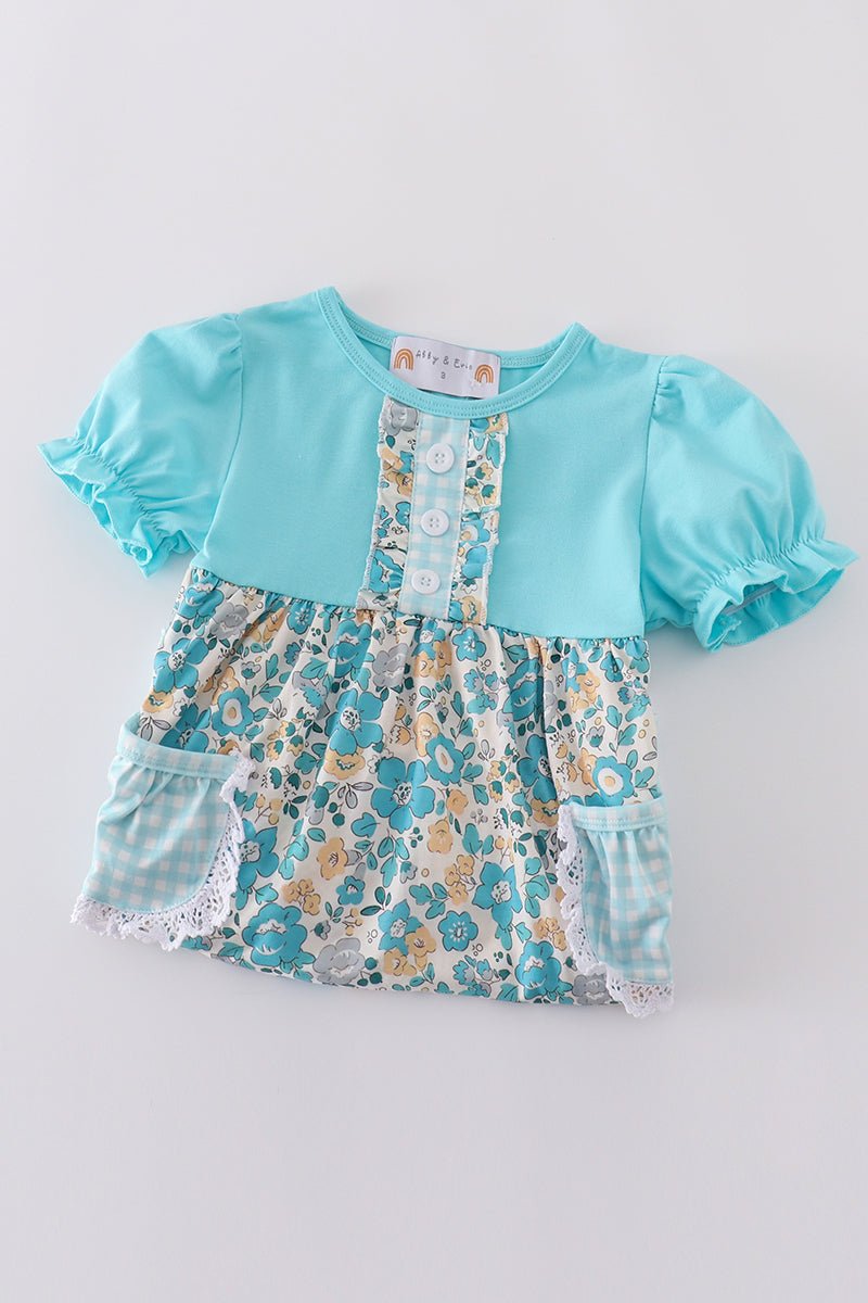 Vintage Charm: Aqua Dress for Girls 💙🌿 - Blue Marc