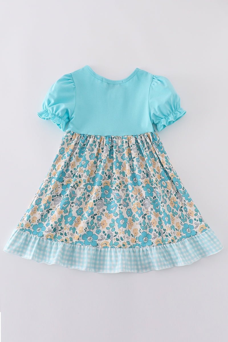 Vintage Charm: Aqua Dress for Girls 💙🌿 - Blue Marc