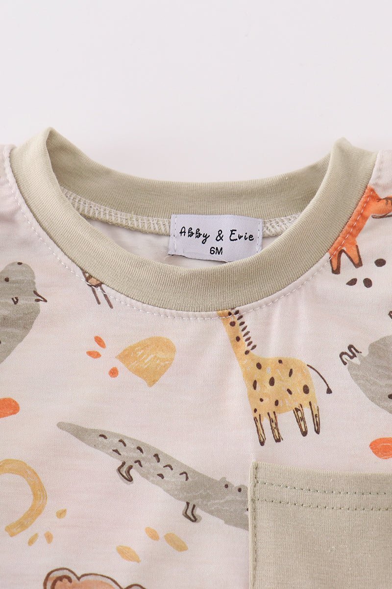 Wild Safari Baby Boy Romper 🦒🦁 - Blue Marc