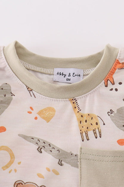 Wild Safari Baby Boy Romper 🦒🦁 - Blue Marc