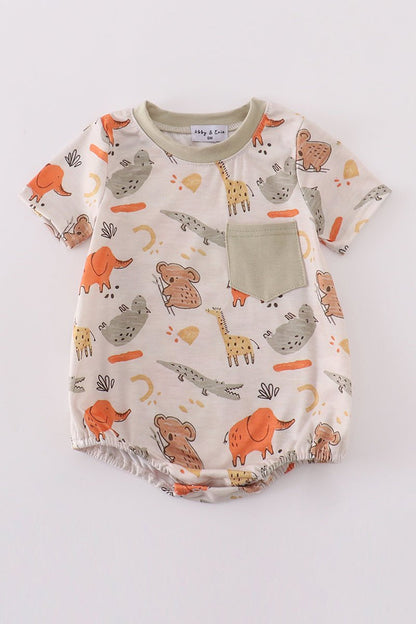 Wild Safari Baby Boy Romper 🦒🦁 - Blue Marc