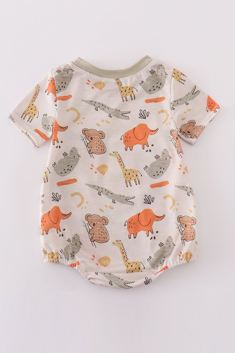 Wild Safari Baby Boy Romper 🦒🦁 - Blue Marc