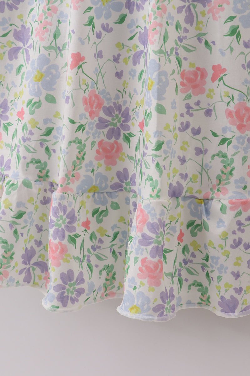 Women’s Smocked Floral Midi Dress - Blue Marc