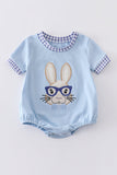 Baby Boy: Bunny Scholar Blue Onesie