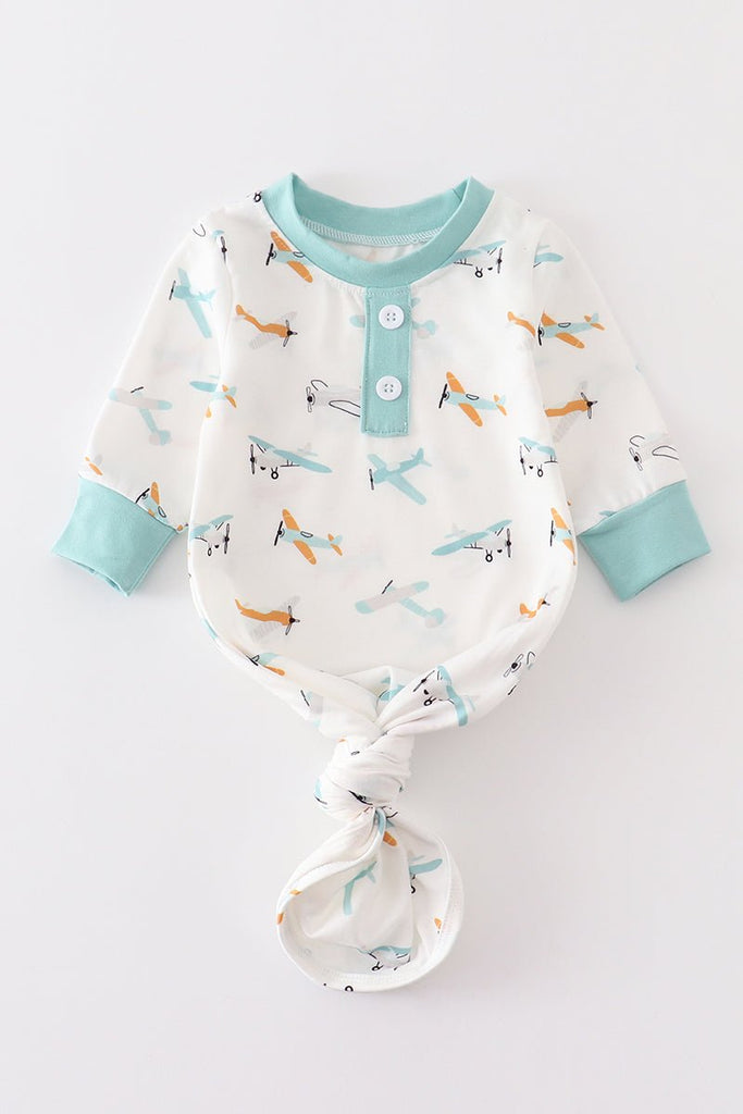 Baby Boys AirPlane Gown - Blue Marc
