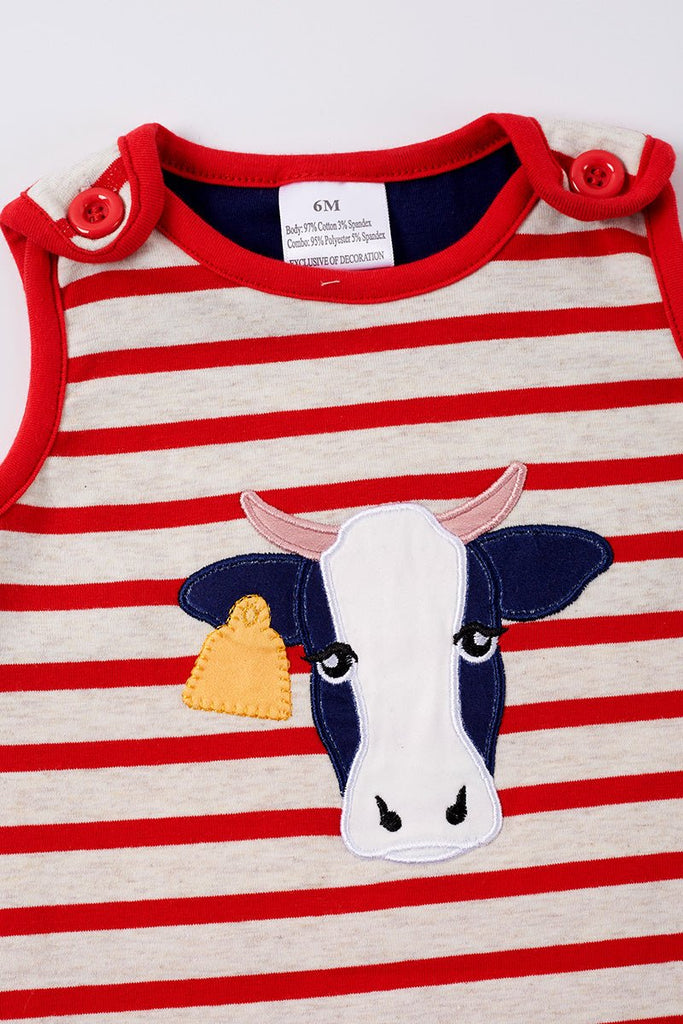Baby Boys Red Stripe Cattle Jumpsuit - Blue Marc