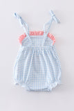 Baby Girl: Blue Blossom Bunny Jumpsuit - Blue Marc