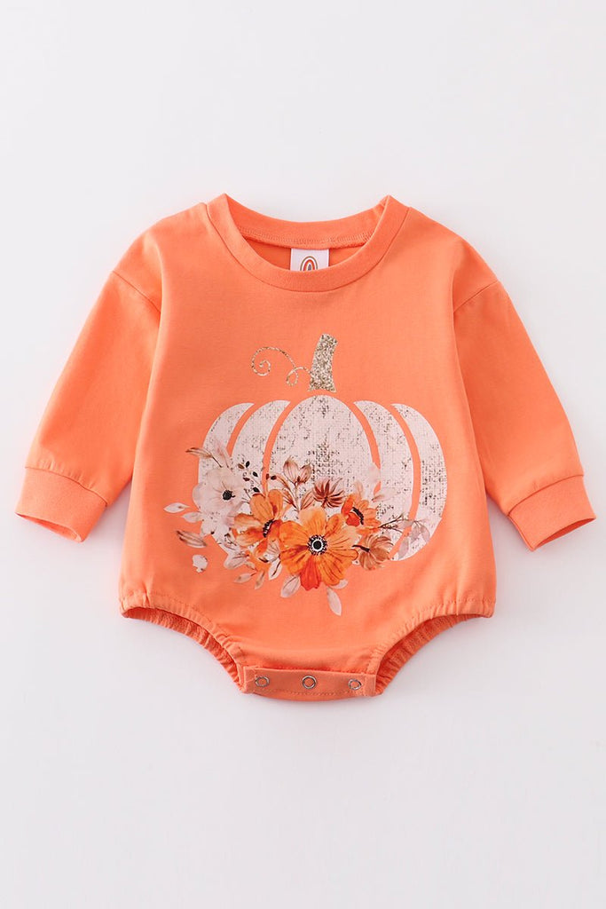 Baby Girl' Snug and Stylish Pumpkin Romper for Your Little Pumpkin! - Blue Marc