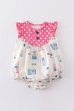 Baby Girl: Speckle-splash Bubble Jumpsuit