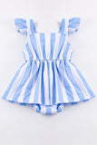 Baby Girls' Blue Stripe Jumpsuit - Blue Marc