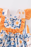 Baby Girls' Orange & Blue Bodysuit - Blue Marc