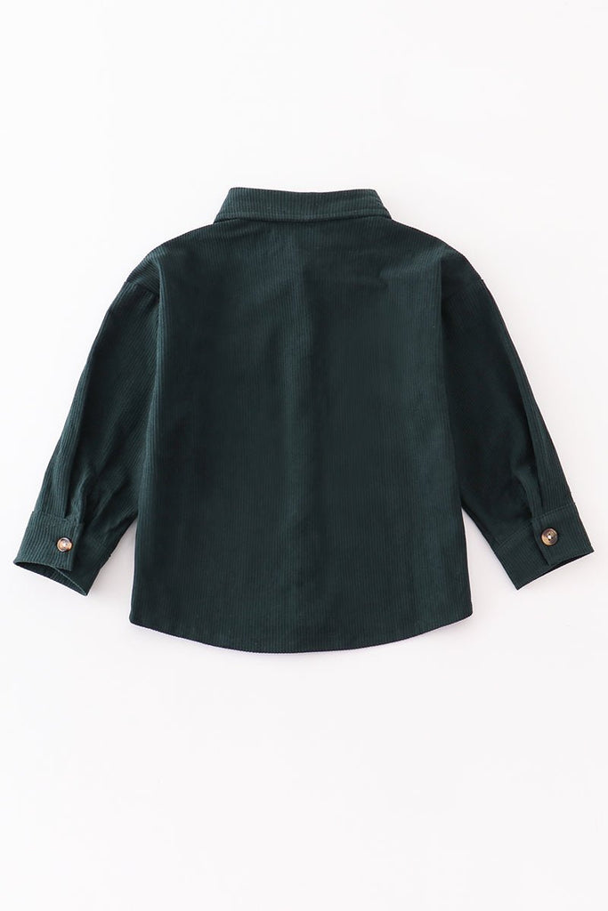 Boys' Corduroy Button-Up Shirt in Dark Green - Blue Marc