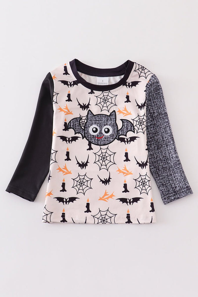 Boys' Embroidered Halloween Bat Top - Trick or Treat - Blue Marc