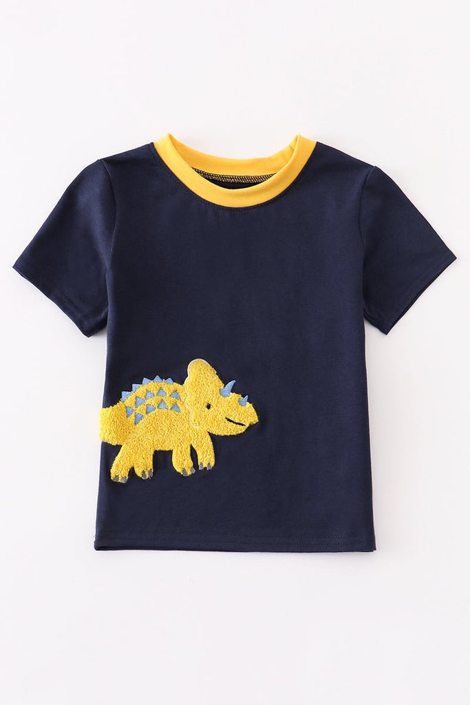 Boys Triceratops Dinosaur T-shirt - Blue Marc