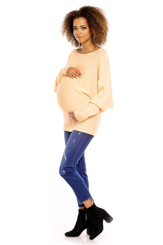 Cozy Chic: Oversize Kimono-Cut Maternity Sweater - Blue Marc
