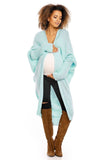 Cozy Chic: Waterfall Cut Maternity Coat for Autumn and Spring - Blue Marc