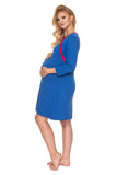 Dreamy Nights: Maternity Nightgown in Blue with a Pop of Red - Blue Marc