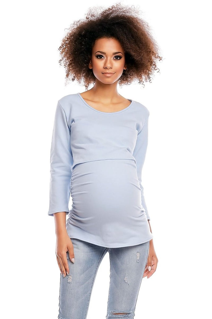 Effortless Elegance: Maternity Tunic Top - Blue Marc