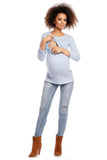 Effortless Elegance: Maternity Tunic Top - Blue Marc