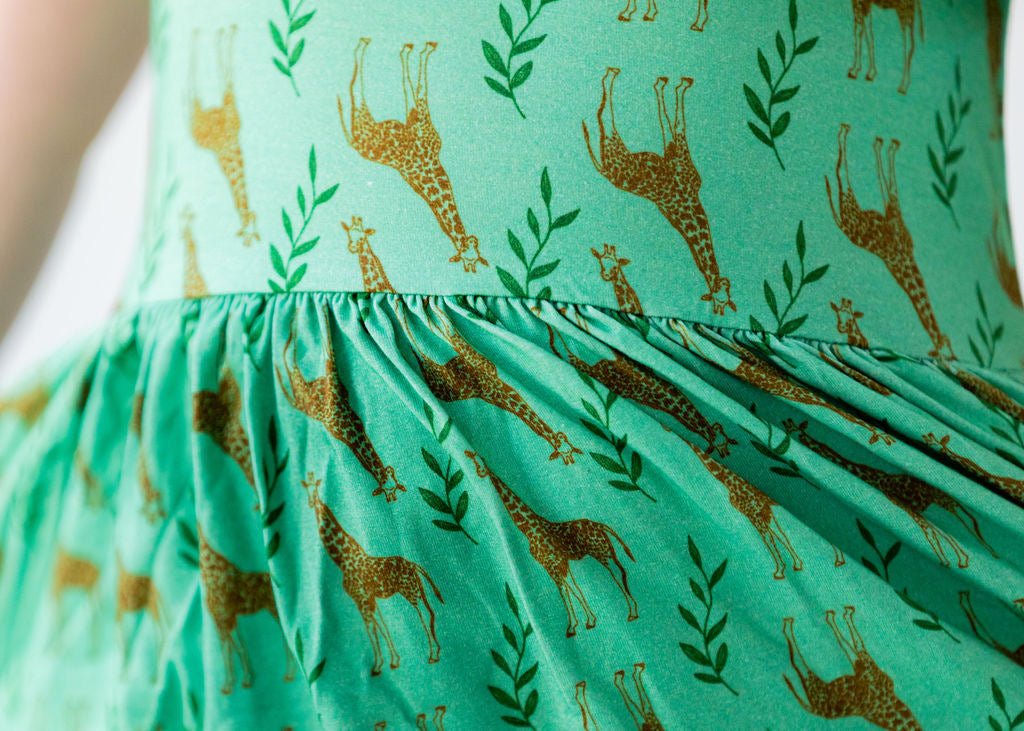Giraffe Delight: Flutter Sleeve Twirl Dress for Little Fashionistas! - Blue Marc