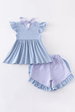 Girls' 2-Piece Blue Crab Top & Short Set - Blue Marc