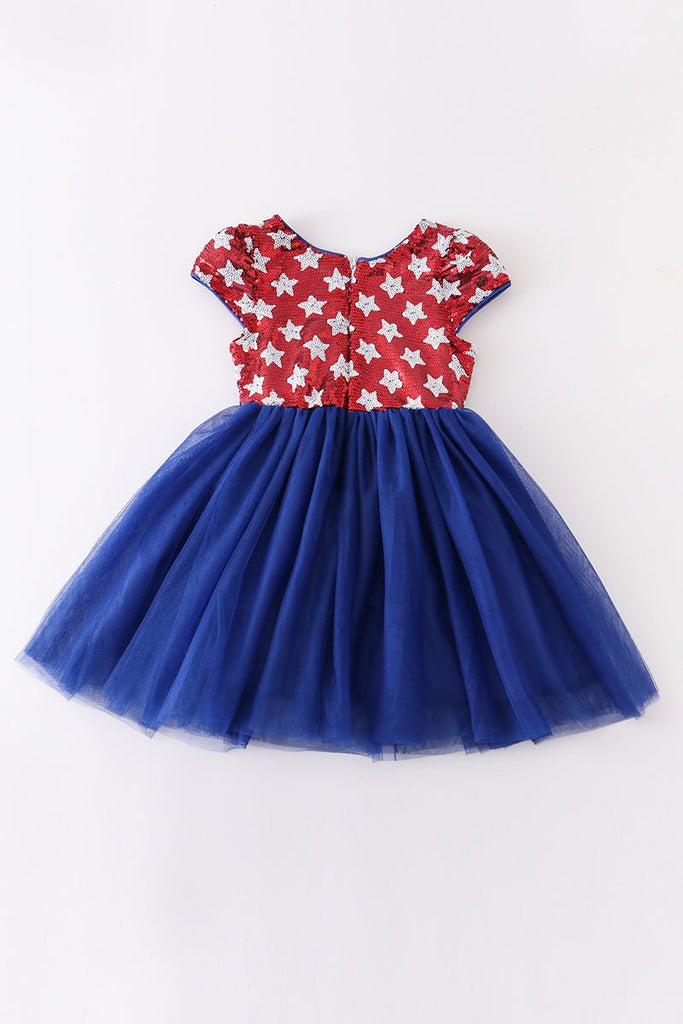 Girls' American Cutie Sequin Dress - Blue Marc