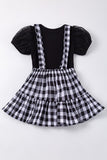 Girls' Black Plaid Jumper Dress Set - Blue Marc