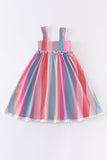 Girls' Color Striped Dress - Blue Marc