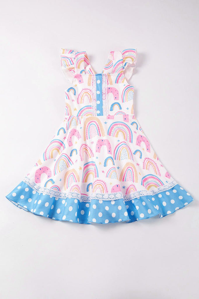 Girls Danika Rainbow Twirl Dress - Blue Marc