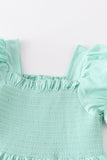 Girls' Embroidered Puff Sleeve Dress - Mint Green - Blue Marc