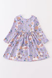 Girls Long Sleeve Skater Dress - Blue Marc
