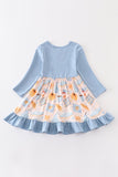 Girls' Pumpkin Print Dress - Blue Marc