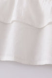 Girls' White Ruffle Tiered Tunic Dress - Blue Marc