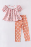 Little Girls Floral Tunic and Polka Dot Leggings Set, 2 Piece - Blue Marc