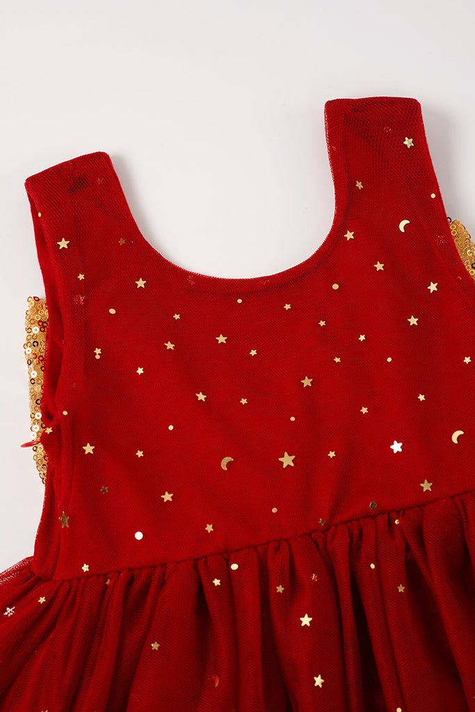 Little Girls' Moon & Stars Red Tutu Dress - Blue Marc