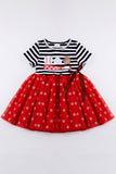 Little Girls' Red Stripe Baseball Dress - Blue Marc