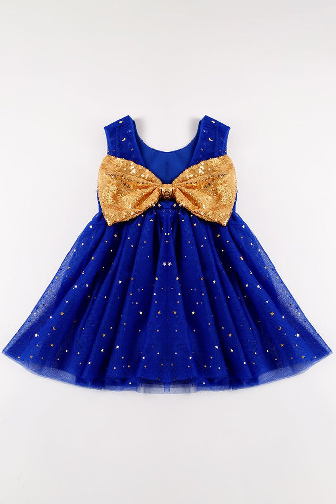 Little Girls's Moon & Stars Blue Tutu Dress - Blue Marc