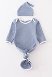 Newborn Baby 2-Piece Blue Stripe Gown - Blue Marc