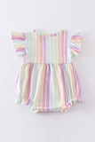 Rainbow Stripes Cozy Jumpsuit for Baby Girl - Blue Marc
