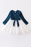 Starry Night Velvet Tutu Dress: Twirl in Elegance, Little Star! - Blue Marc