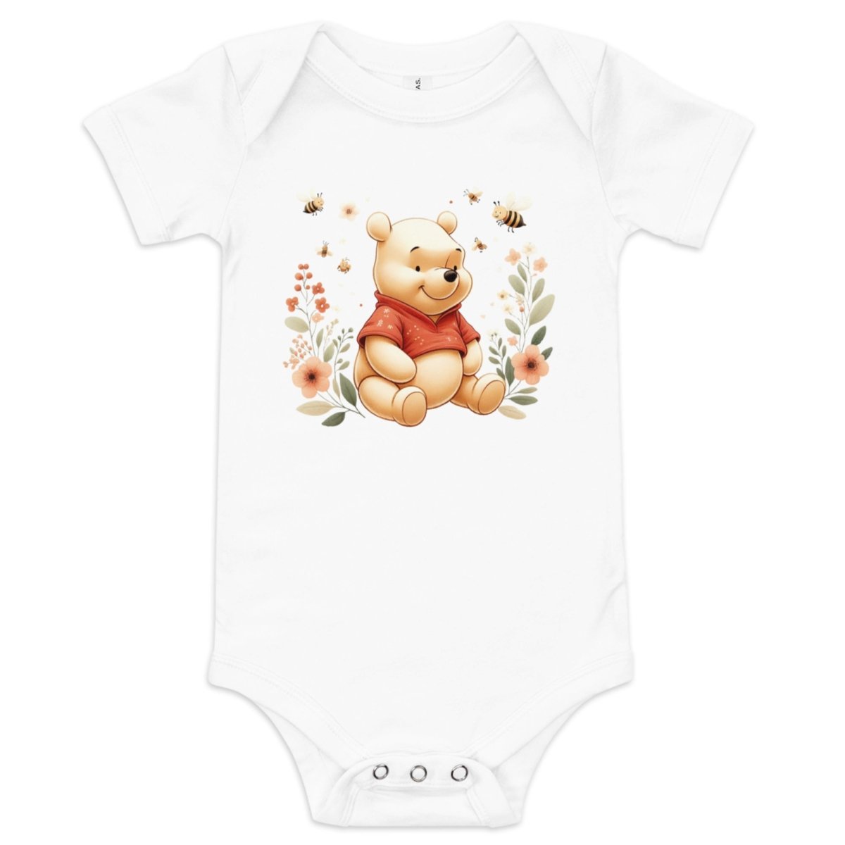 Sweet Pooh Bear and Honeybees One Piece for Baby Girl - Blue Marc