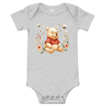 Sweet Pooh Bear and Honeybees One Piece for Baby Girl - Blue Marc